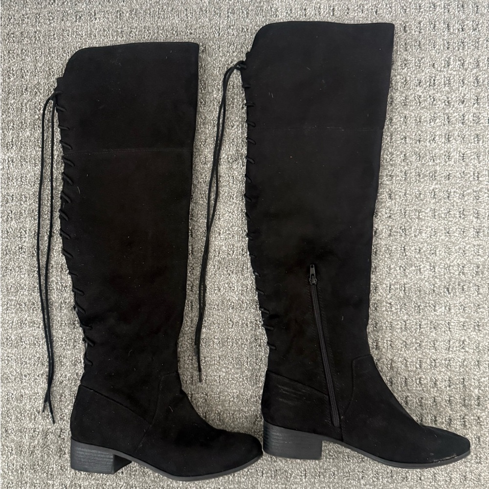 Black Over-the-Knee Lace-Up Boots Size 8.5